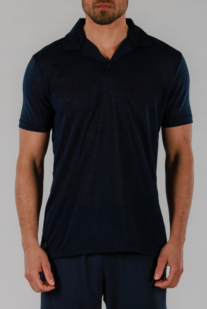 LINEN POLO | BLACK - BAIN DE MER USA I Luxury Swimwear & Casual wear