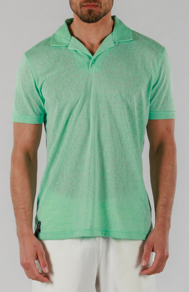 LINEN POLO | BROOK GREEN - BAIN DE MER USA I Luxury Swimwear & Casual wear