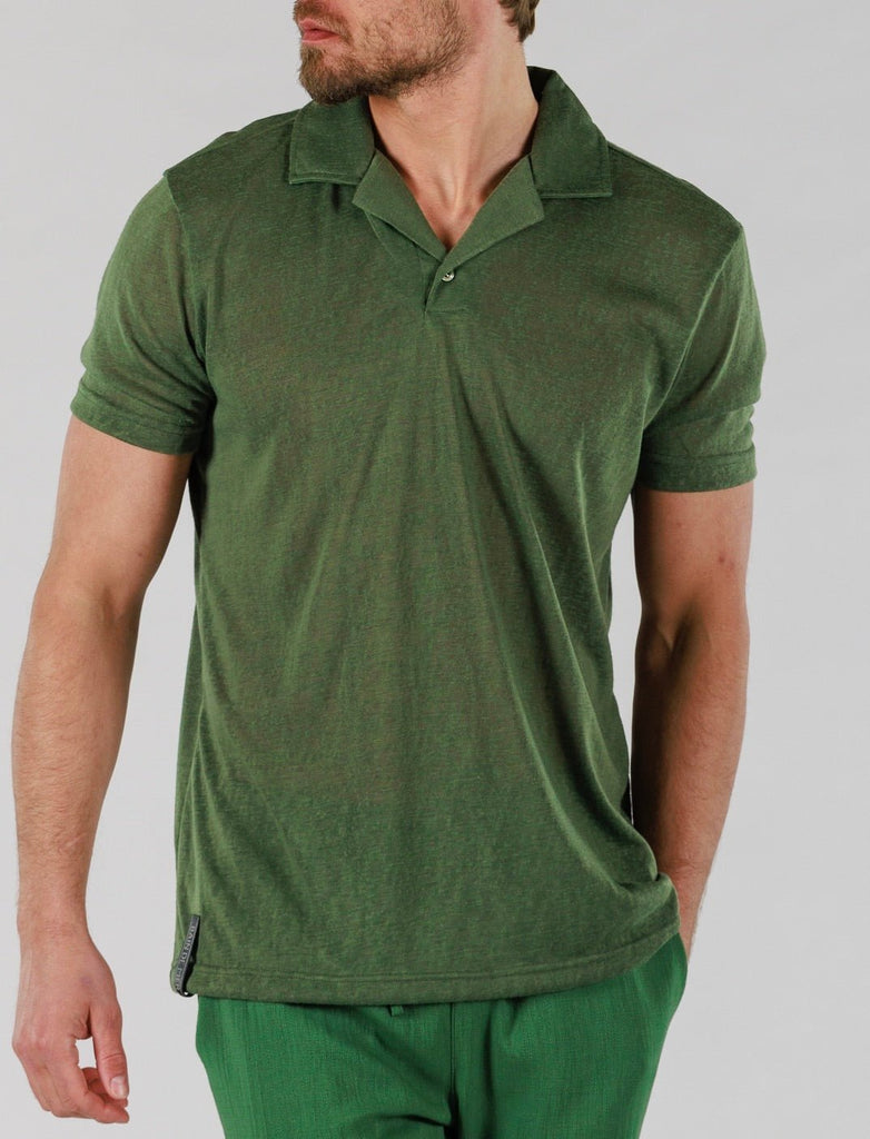 LINEN POLO | MILITARY GREEN - BAIN DE MER USA I Luxury Swimwear & Casual wear