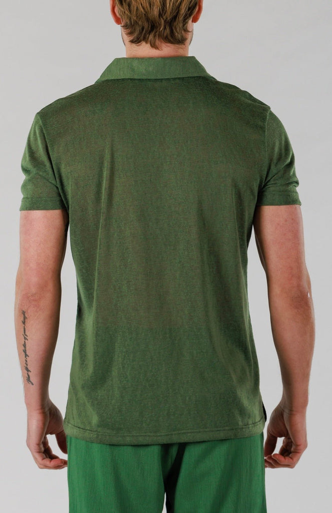 LINEN POLO | MILITARY GREEN - BAIN DE MER USA I Luxury Swimwear & Casual wear