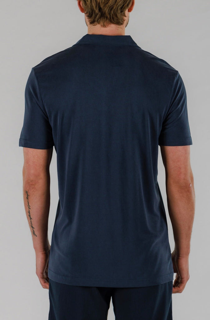 LINEN POLO | NAVY - BAIN DE MER USA I Luxury Swimwear & Casual wear