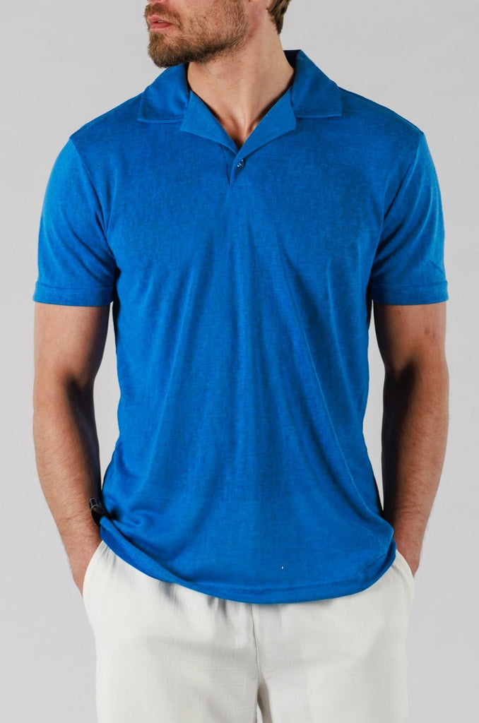 LINEN POLO | REGATTA BLUE - BAIN DE MER USA I Luxury Swimwear & Casual wear