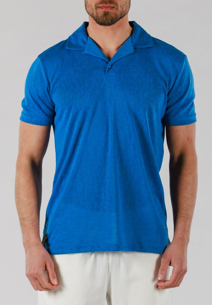 LINEN POLO | REGATTA BLUE - BAIN DE MER USA I Luxury Swimwear & Casual wear