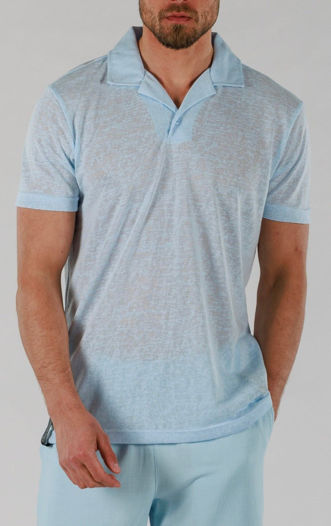 LINEN POLO | SKY BLUE - BAIN DE MER USA I Luxury Swimwear & Casual wear