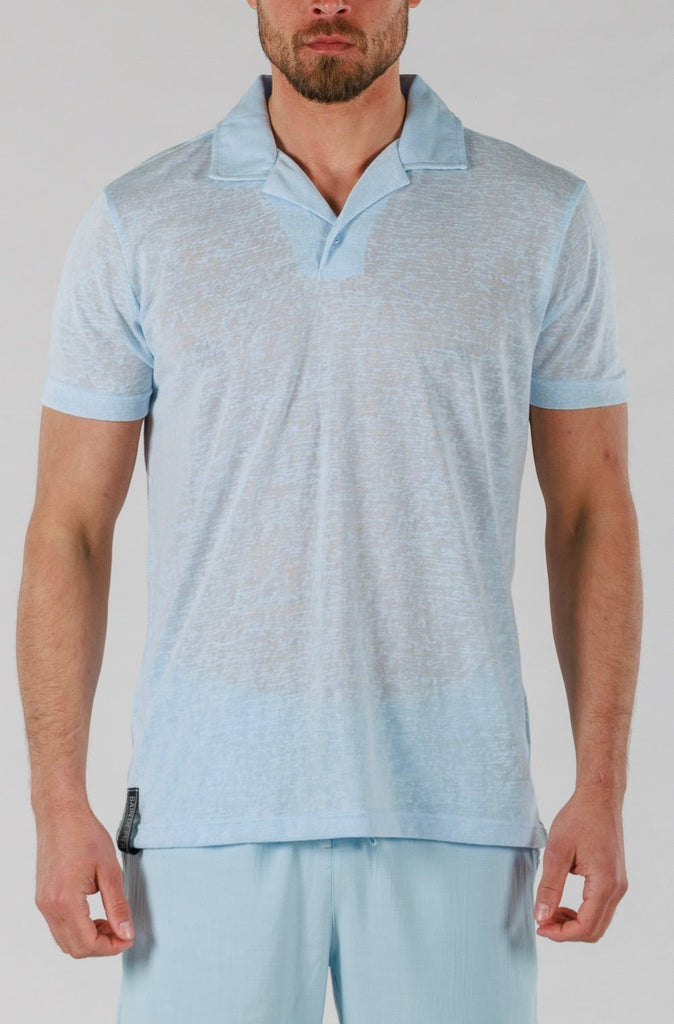 LINEN POLO | SKY BLUE - BAIN DE MER USA I Luxury Swimwear & Casual wear