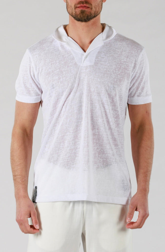 LINEN POLO | WHITE - BAIN DE MER USA I Luxury Swimwear & Casual wear