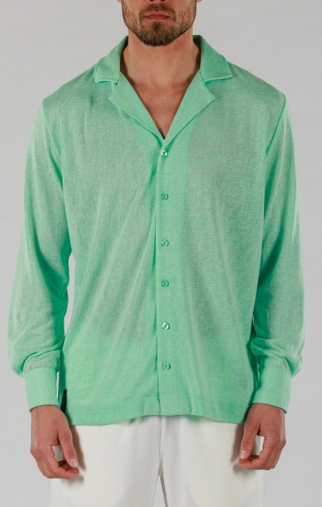 LINEN SHIRT LONG SLEEVE | BROOK GREEN - BAIN DE MER USA I Luxury Swimwear & Casual wear