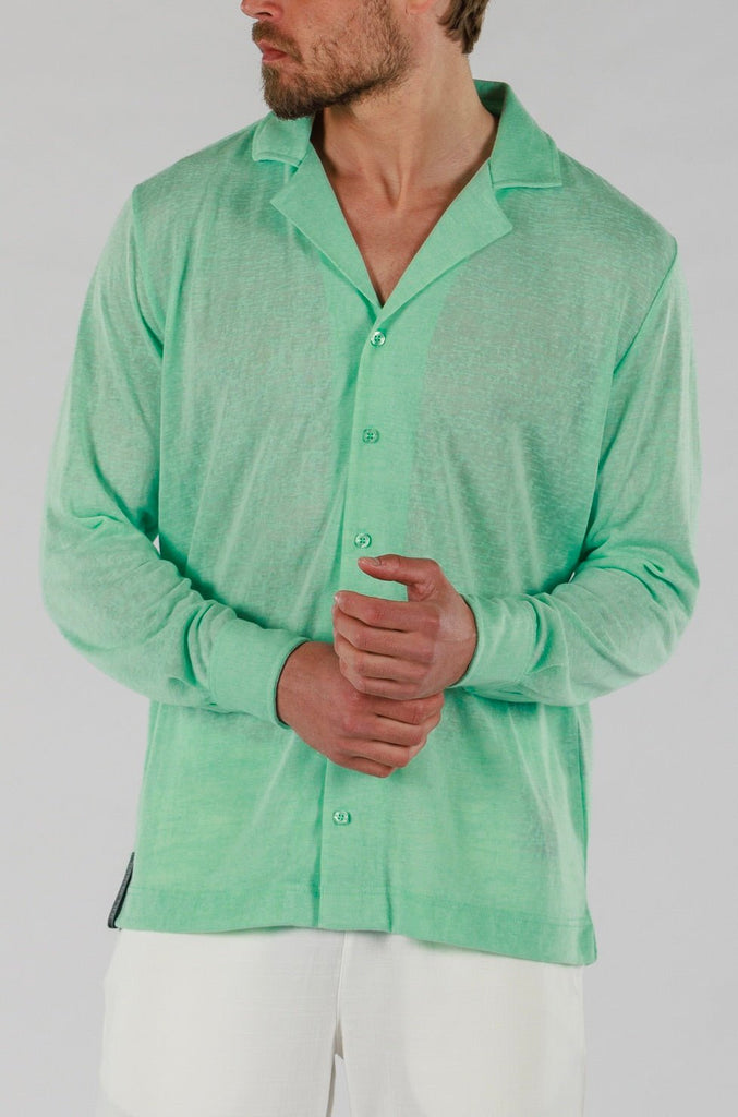 LINEN SHIRT LONG SLEEVE | BROOK GREEN - BAIN DE MER USA I Luxury Swimwear & Casual wear