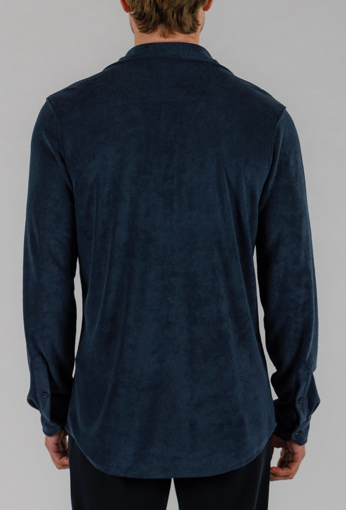 LINEN SHIRT LONG SLEEVE | NAVY - BAIN DE MER USA I Luxury Swimwear & Casual wear