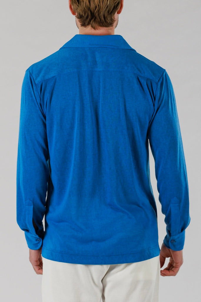 LINEN SHIRT LONG SLEEVE | REGATTA BLUE - BAIN DE MER USA I Luxury Swimwear & Casual wear