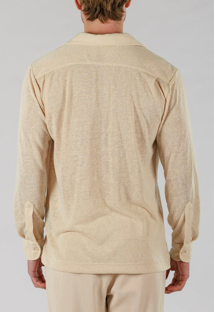 LINEN SHIRT LONG SLEEVE | SAND - BAIN DE MER USA I Luxury Swimwear & Casual wear