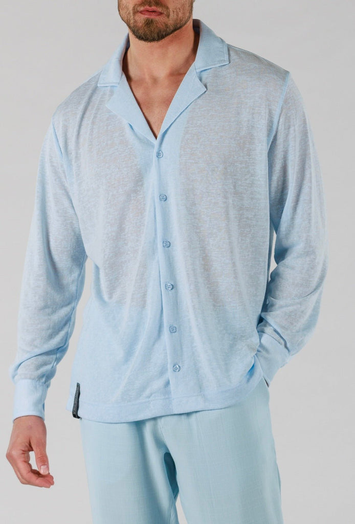 LINEN SHIRT LONG SLEEVE | SKY BLUE - BAIN DE MER USA I Luxury Swimwear & Casual wear