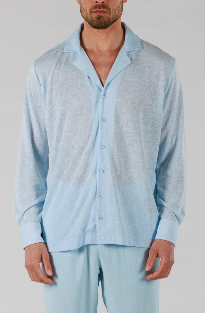 LINEN SHIRT LONG SLEEVE | SKY BLUE - BAIN DE MER USA I Luxury Swimwear & Casual wear