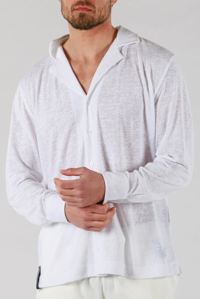 LINEN SHIRT LONG SLEEVE | WHITE - BAIN DE MER USA I Luxury Swimwear & Casual wear