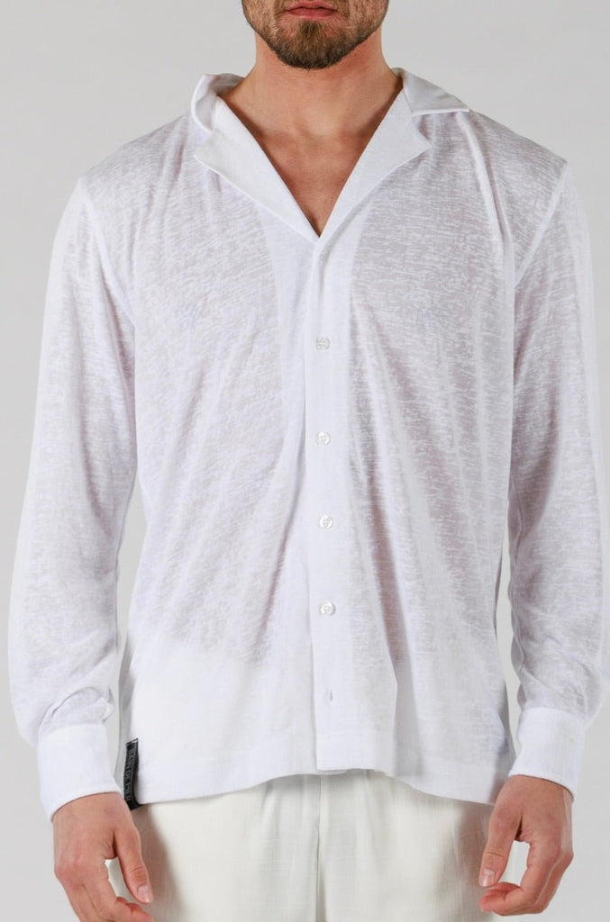 LINEN SHIRT LONG SLEEVE | WHITE - BAIN DE MER USA I Luxury Swimwear & Casual wear