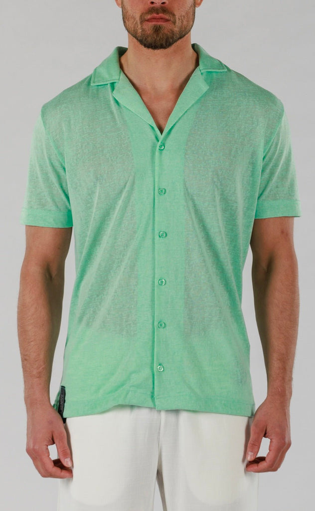 LINEN SHIRT SHORT SLEEVE | BROOK GREEN - BAIN DE MER USA I Luxury Swimwear & Casual wear