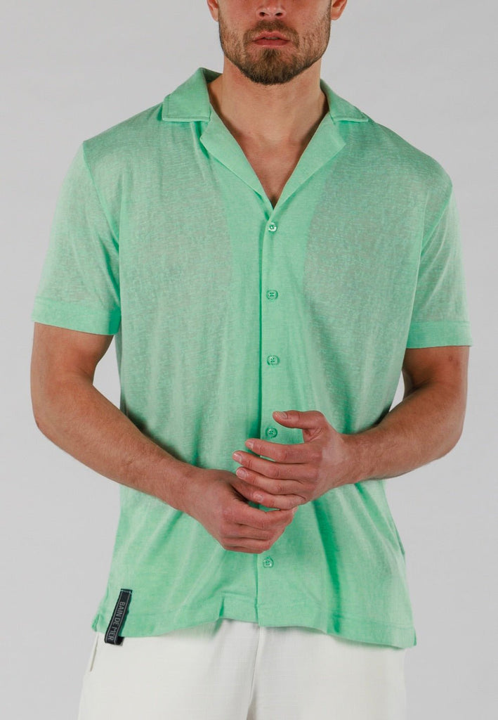 LINEN SHIRT SHORT SLEEVE | BROOK GREEN - BAIN DE MER USA I Luxury Swimwear & Casual wear