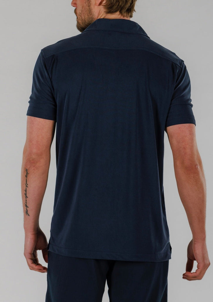 LINEN SHIRT SHORT SLEEVE | NAVY - BAIN DE MER USA I Luxury Swimwear & Casual wear