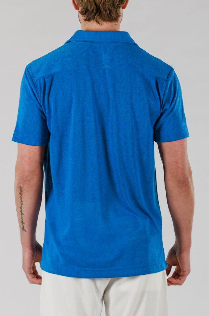 LINEN SHIRT SHORT SLEEVE | REGATTA BLUE - BAIN DE MER USA I Luxury Swimwear & Casual wear