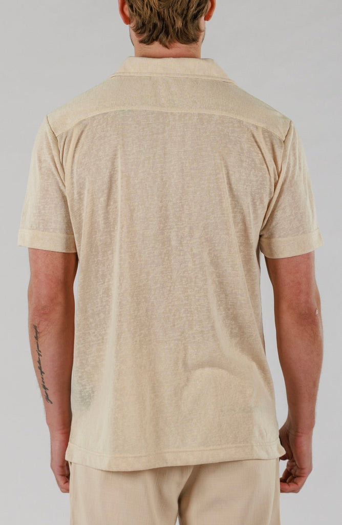 LINEN SHIRT SHORT SLEEVE | SAND - BAIN DE MER USA I Luxury Swimwear & Casual wear