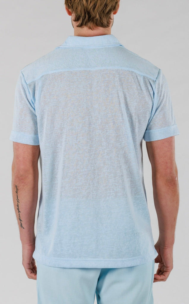 LINEN SHIRT SHORT SLEEVE | SKY BLUE - BAIN DE MER USA I Luxury Swimwear & Casual wear