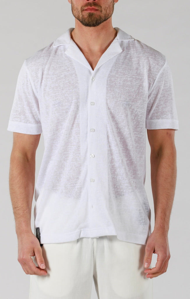 LINEN SHIRT SHORT SLEEVE | WHITE - BAIN DE MER USA I Luxury Swimwear & Casual wear