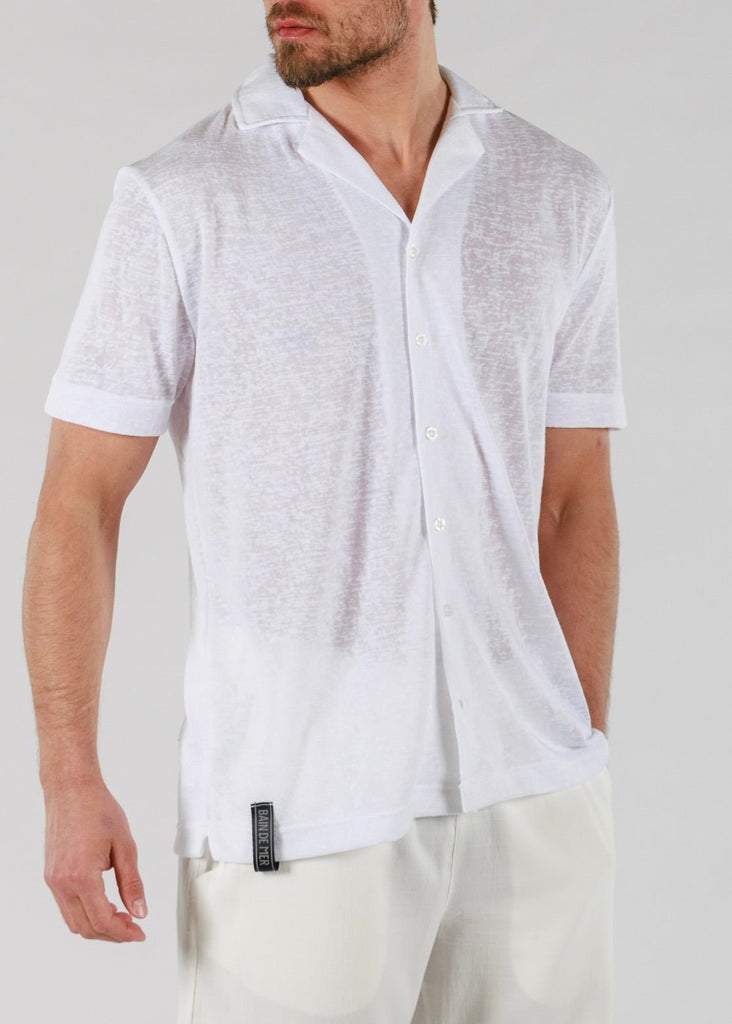 LINEN SHIRT SHORT SLEEVE | WHITE - BAIN DE MER USA I Luxury Swimwear & Casual wear