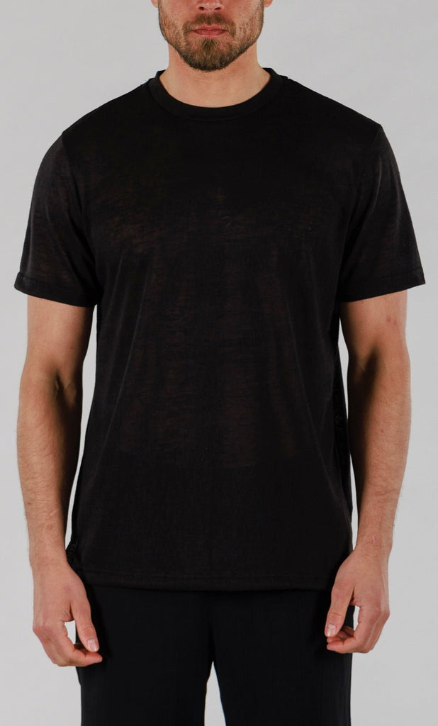 LINEN T - SHIRT | BLACK - BAIN DE MER USA I Luxury Swimwear & Casual wear