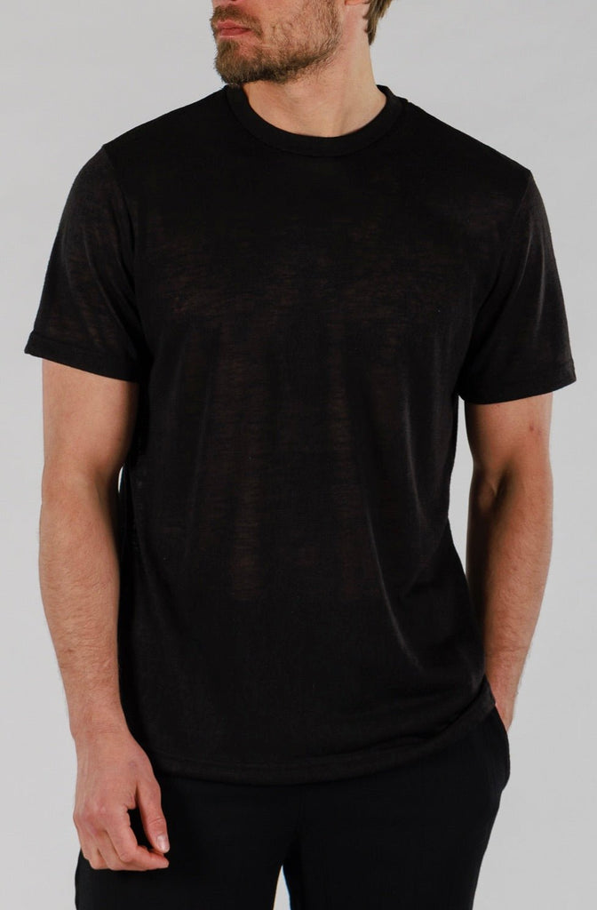 LINEN T - SHIRT | BLACK - BAIN DE MER USA I Luxury Swimwear & Casual wear