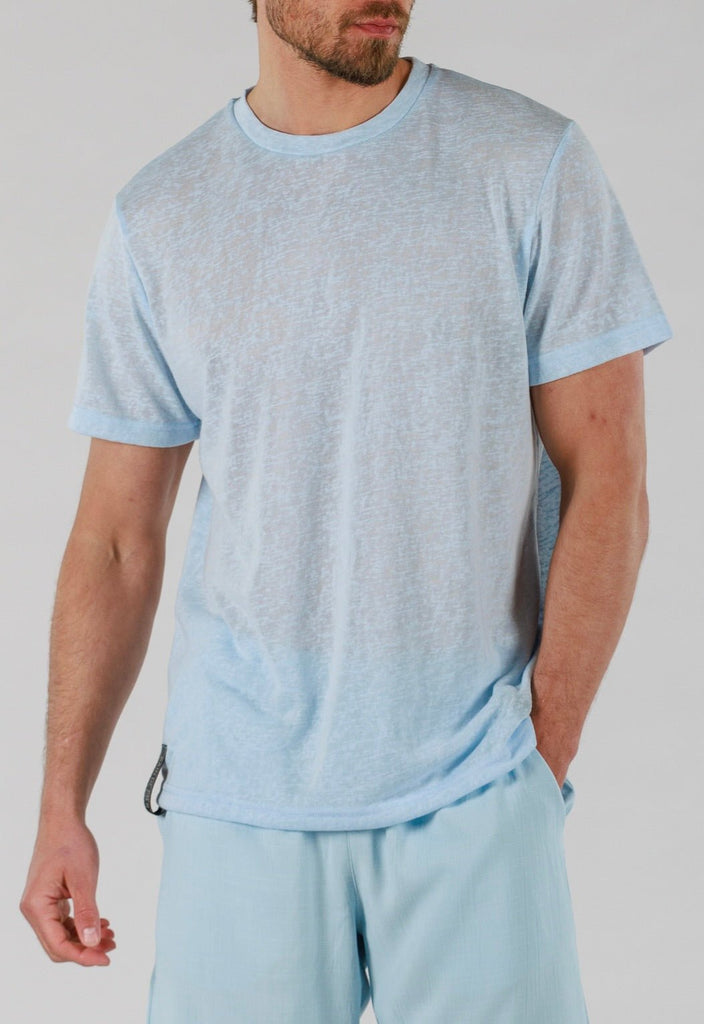 LINEN T - SHIRT | SKY BLUE - BAIN DE MER USA I Luxury Swimwear & Casual wear