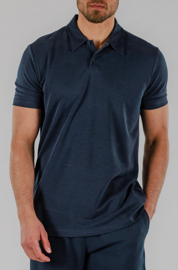 PIQUE POLO | NAVY BLUE - BAIN DE MER USA I Luxury Swimwear & Casual wear