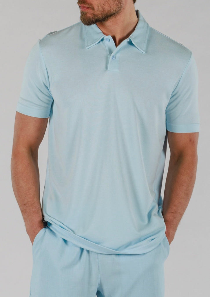 PIQUE POLO | SKY BLUE - BAIN DE MER USA I Luxury Swimwear & Casual wear