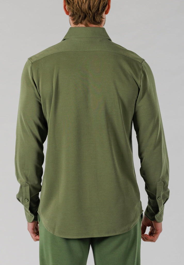 PIQUE SHIRT LONG SLEEVE | MILITARY GREEN - BAIN DE MER USA I Luxury Swimwear & Casual wear