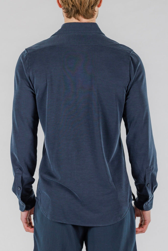 PIQUE SHIRT LONG SLEEVE | NAVY BLUE - BAIN DE MER USA I Luxury Swimwear & Casual wear