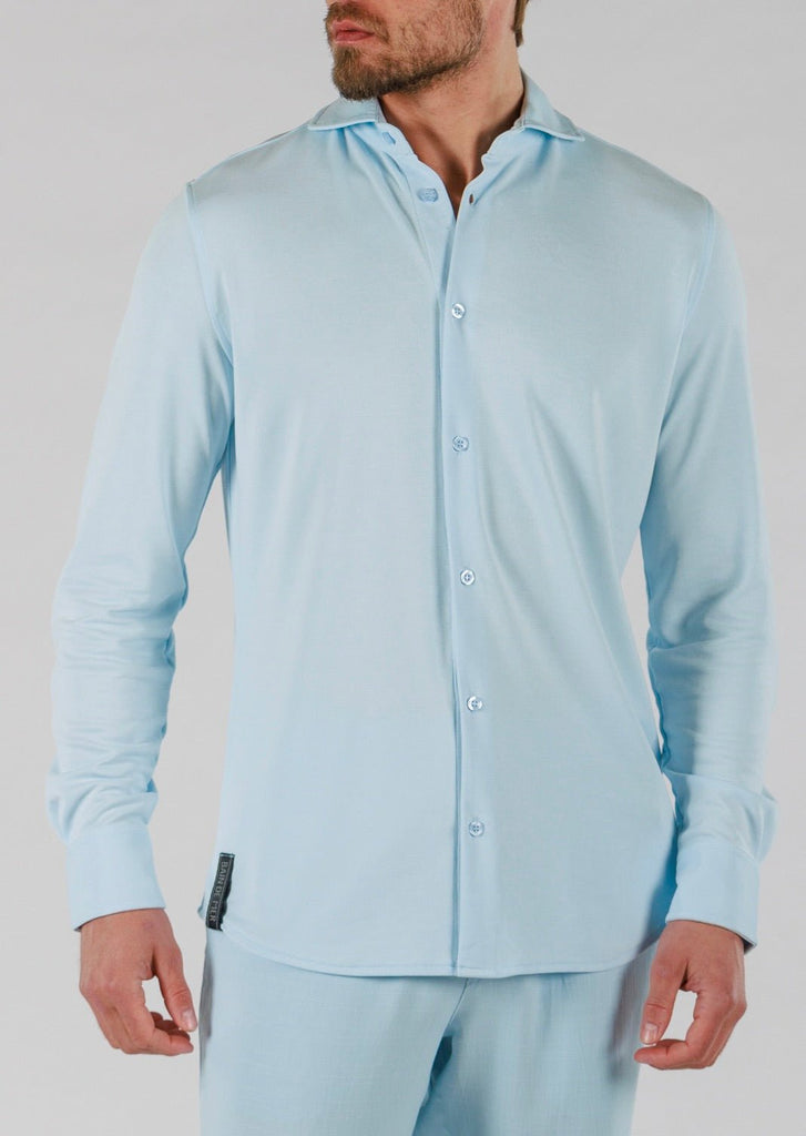 PIQUE SHIRT LONG SLEEVE | SKY BLUE - BAIN DE MER USA I Luxury Swimwear & Casual wear