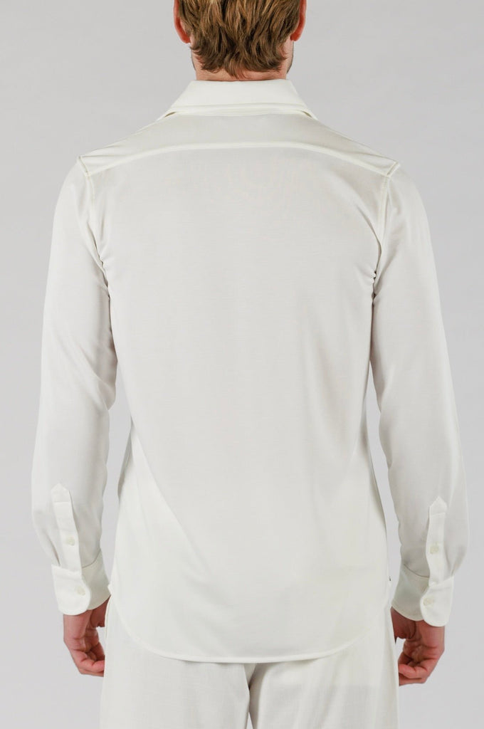 PIQUE SHIRT LONG SLEEVE | WHITE - BAIN DE MER USA I Luxury Swimwear & Casual wear