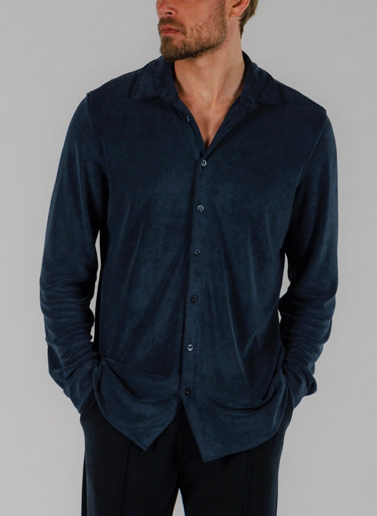 SCUBA SHIRT LONG SLEEVE | NAVY - BAIN DE MER USA I Luxury Swimwear & Casual wear