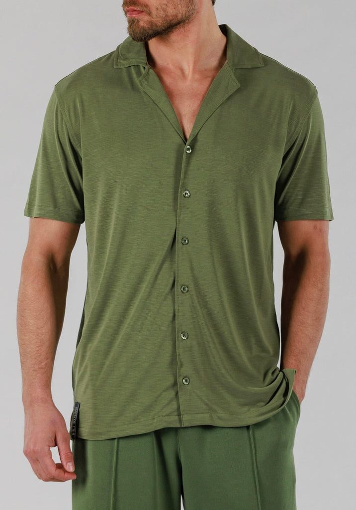 SCUBA SHIRT SHORT SLEEVE | MILITARY GREEN - BAIN DE MER USA I Luxury Swimwear & Casual wear