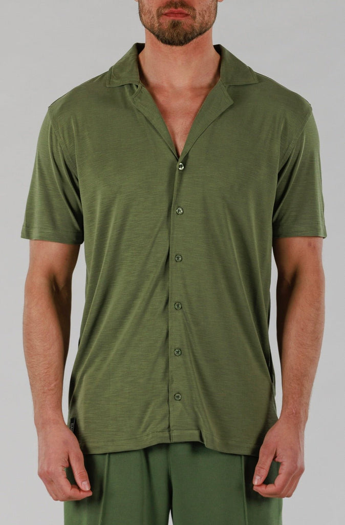 SCUBA SHIRT SHORT SLEEVE | MILITARY GREEN - BAIN DE MER USA I Luxury Swimwear & Casual wear