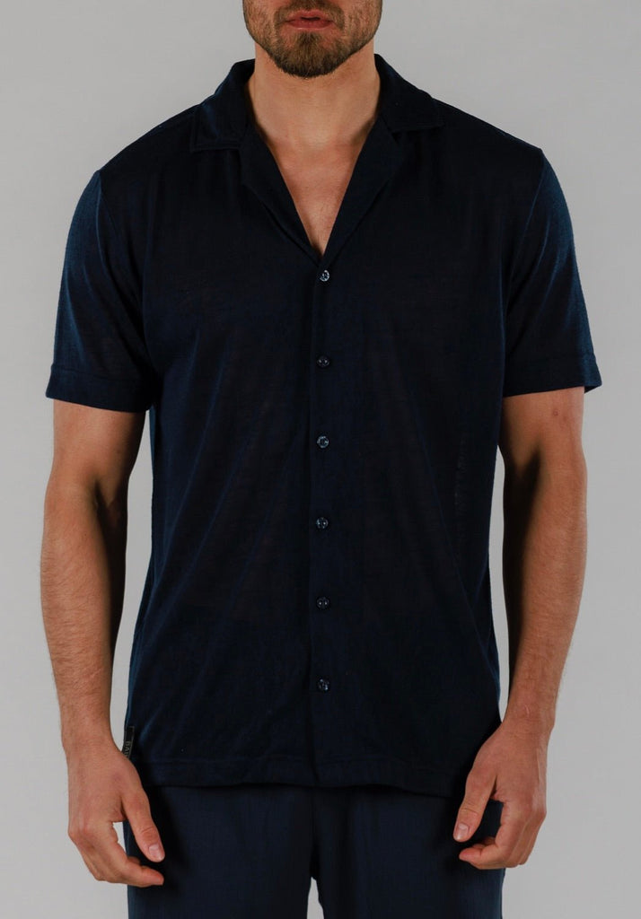 SCUBA SHIRT SHORT SLEEVE | NAVY - BAIN DE MER USA I Luxury Swimwear & Casual wear