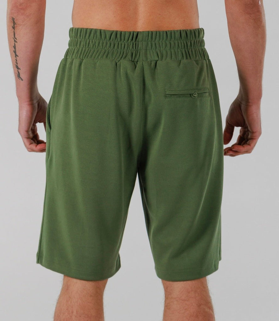 SQUARE PIQUE SHORTS | MILITARY GREEN - BAIN DE MER USA I Luxury Swimwear & Casual wear