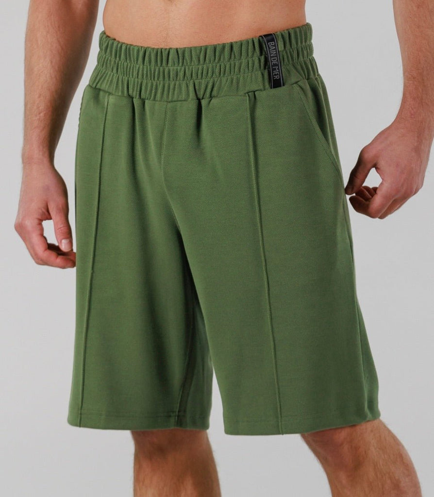 SQUARE PIQUE SHORTS | MILITARY GREEN - BAIN DE MER USA I Luxury Swimwear & Casual wear