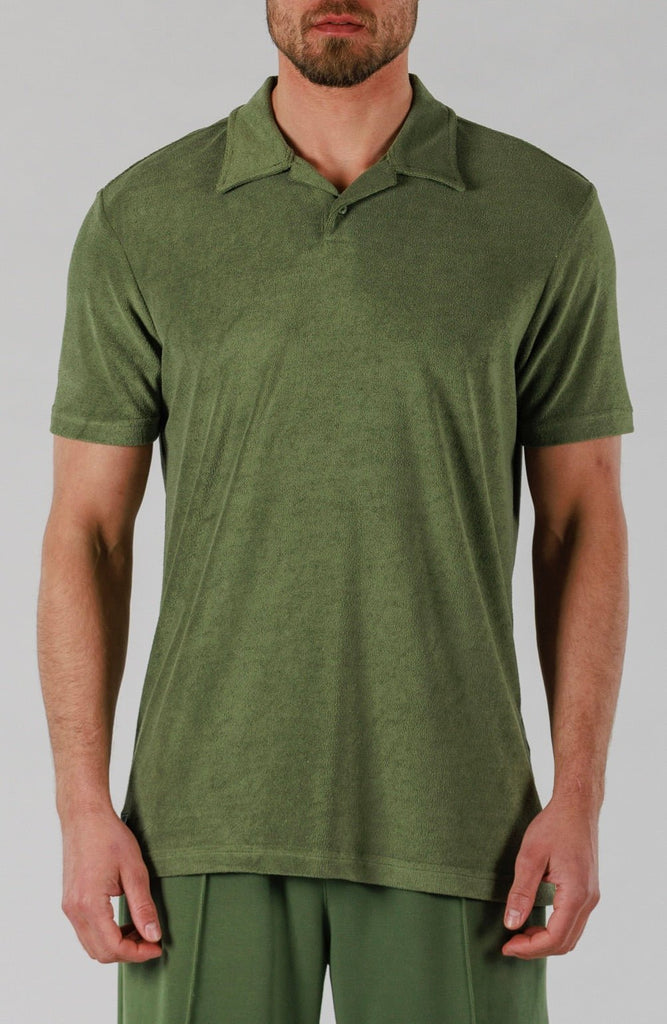 TERRY POLO | MILITARY GREEN - BAIN DE MER USA I Luxury Swimwear & Casual wear