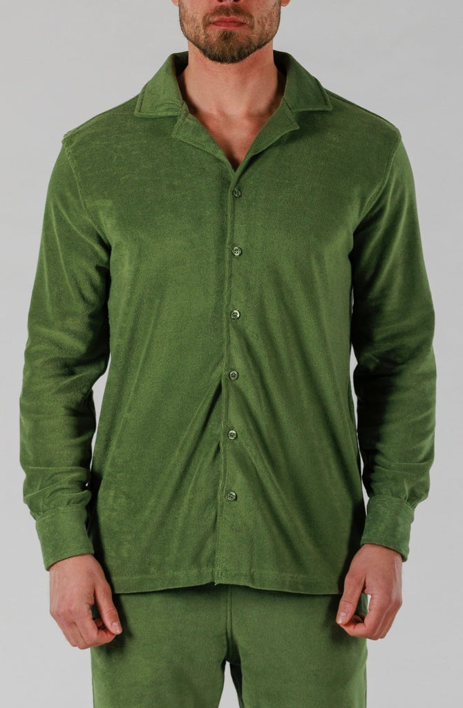 TERRY SHIRT LONG SLEEVE | MILITARY GREEN - BAIN DE MER USA I Luxury Swimwear & Casual wear