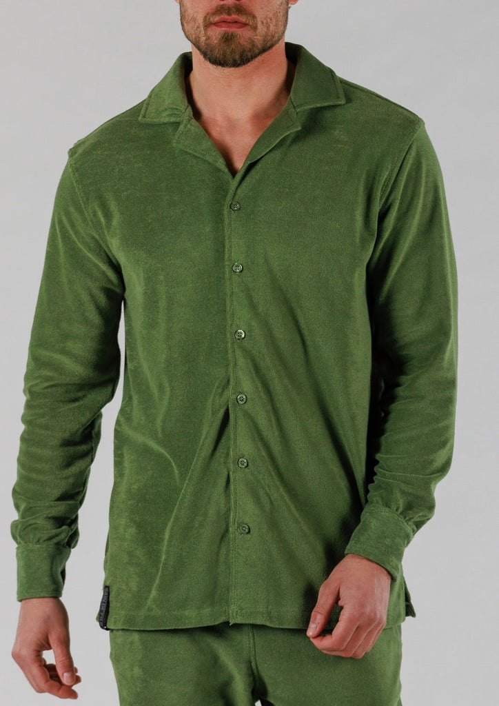 TERRY SHIRT LONG SLEEVE | MILITARY GREEN - BAIN DE MER USA I Luxury Swimwear & Casual wear