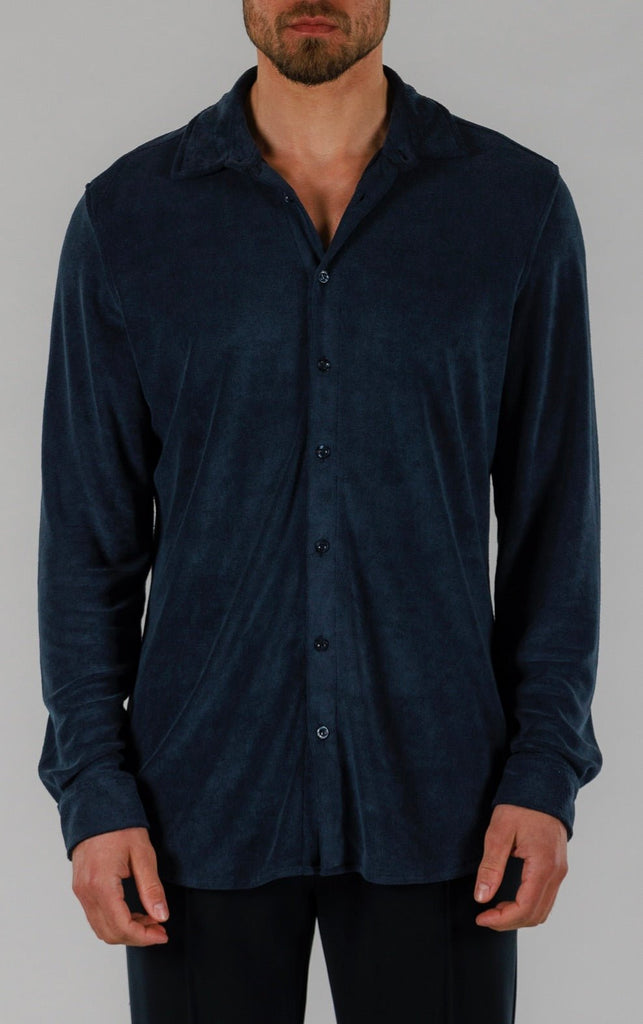 TERRY SHIRT LONG SLEEVE | NAVY - BAIN DE MER USA I Luxury Swimwear & Casual wear