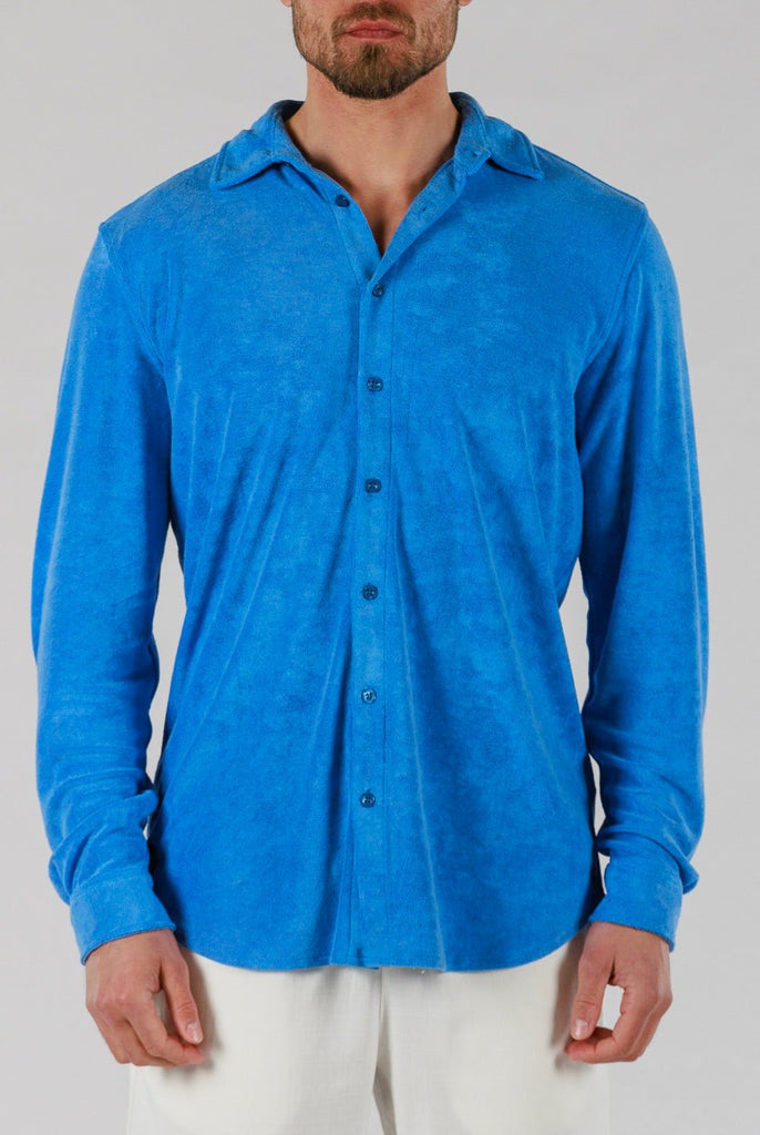 TERRY SHIRT LONG SLEEVE | REGATTA BLUE - BAIN DE MER USA I Luxury Swimwear & Casual wear