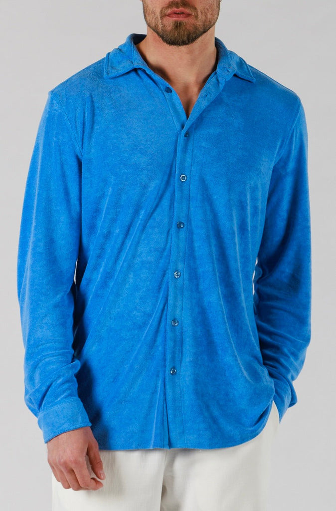 TERRY SHIRT LONG SLEEVE | REGATTA BLUE - BAIN DE MER USA I Luxury Swimwear & Casual wear