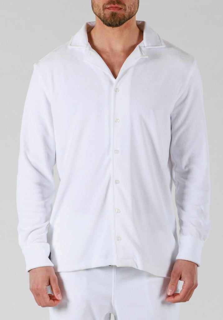 TERRY SHIRT LONG SLEEVE | WHITE - BAIN DE MER USA I Luxury Swimwear & Casual wear