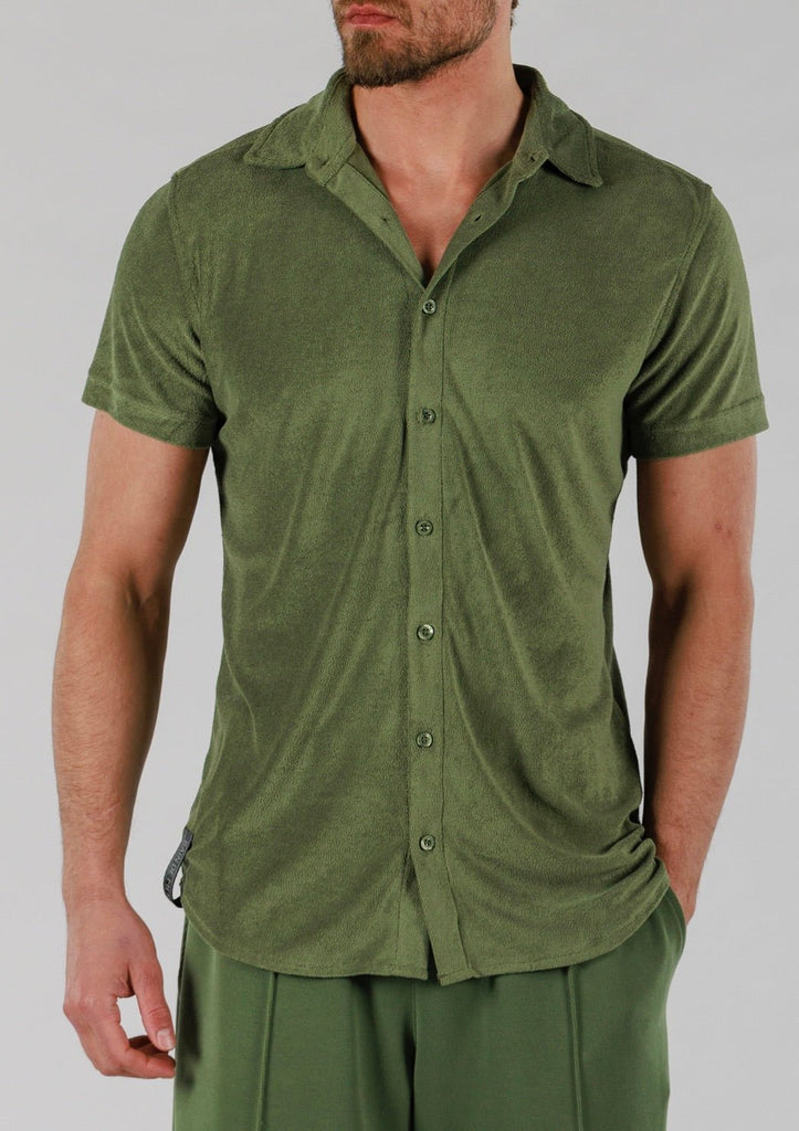 TERRY SHIRT SHORT SLEEVE | MILITARY GREEN - BAIN DE MER USA I Luxury Swimwear & Casual wear